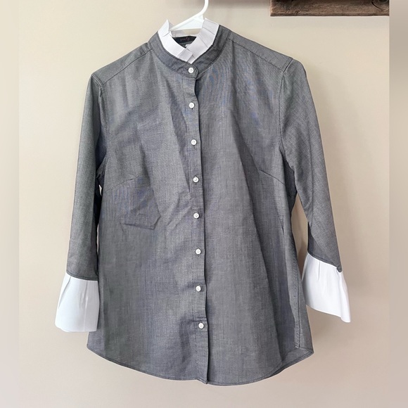 PEARLY VINE Scarlett Ribbon Trim Oxford Shirt, size S - Picture 4 of 8